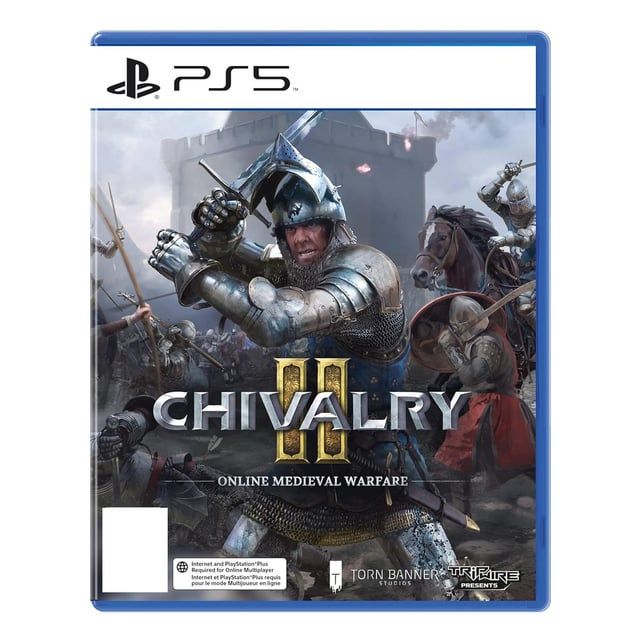 Chivalry II videospillcover for PS5 som viser en ridder i rustning under kamp.